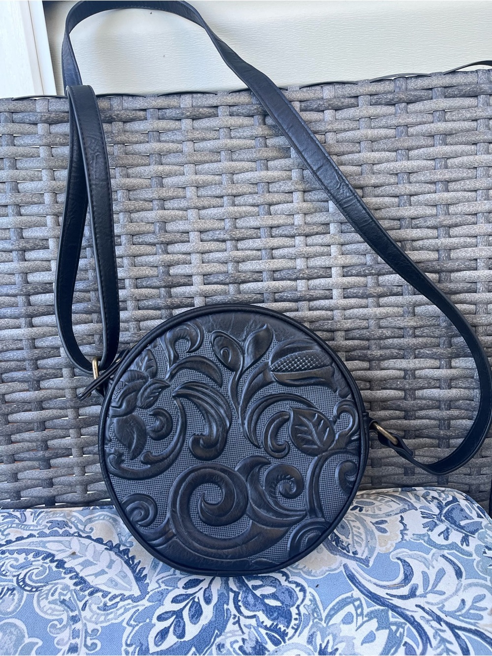b.o.c. Black Canteen Style Embossed Floral Crossbody Bag